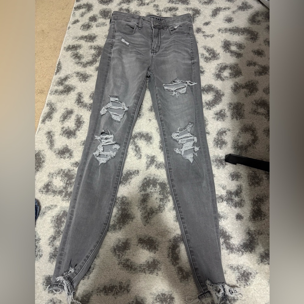 American Eagle Outfitters Ripped Gray Skinny Jeans